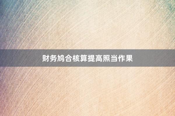 财务鸠合核算提高照当作果